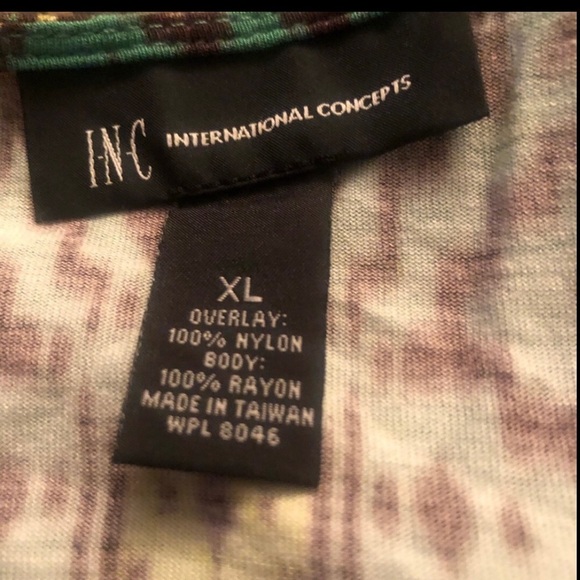 INC International Concepts size XL green & brown Astec print camisole - Picture 4 of 11